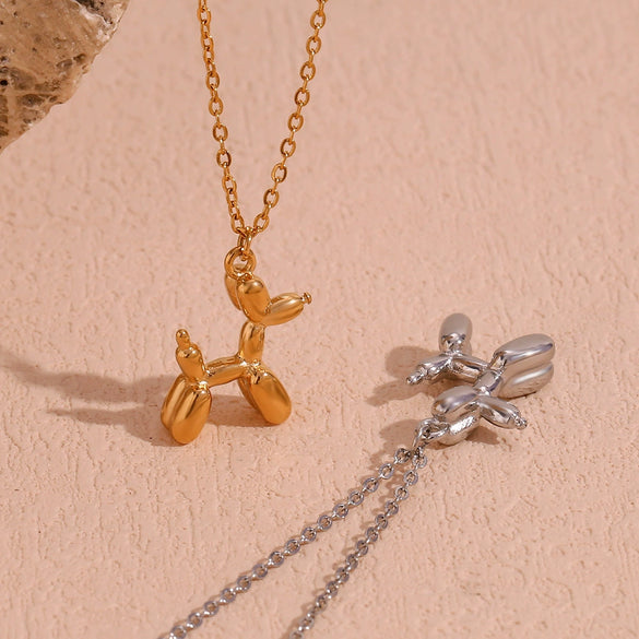 Wholesale Fashion Simple Personality Internet Popular Puppy Pendant Necklace Stainless Steel 18K Gold Plated For Women