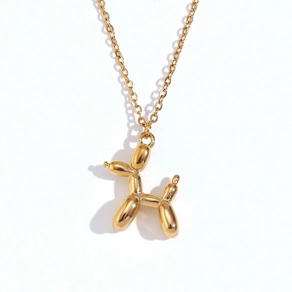 Wholesale Fashion Simple Personality Internet Popular Puppy Pendant Necklace Stainless Steel 18K Gold Plated For Women