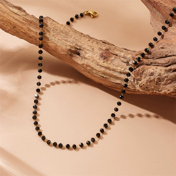 Wholesale Fashion Simple Personality Joker Black Beads Necklace For Men And Women Stainless Steel Geometric Pattern Electroplating