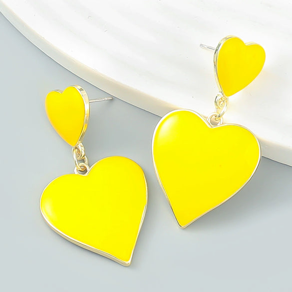 Wholesale Fashion Simple Personality Multi Layer Love Shaped Alloy Oil Drop Earrings