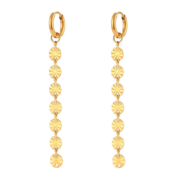 Wholesale Fashion Simple Personality Stud Earrings Stainless Steel Long Snowflake Chain Earrings With Electroplating Geometric Design