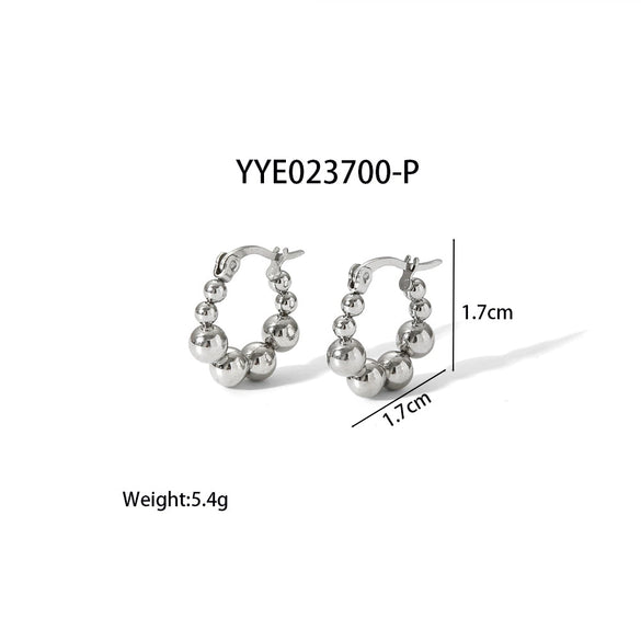 Wholesale Fashion Simple Personality Unisex Stainless Steel Round Bead Earrings With U Shape Geometric Design And Pvd Furnace Real Gold Electroplating