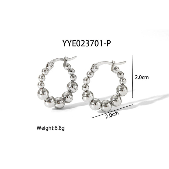 Wholesale Fashion Simple Personality Unisex Stainless Steel Round Bead Earrings With U Shape Geometric Design And Pvd Furnace Real Gold Electroplating