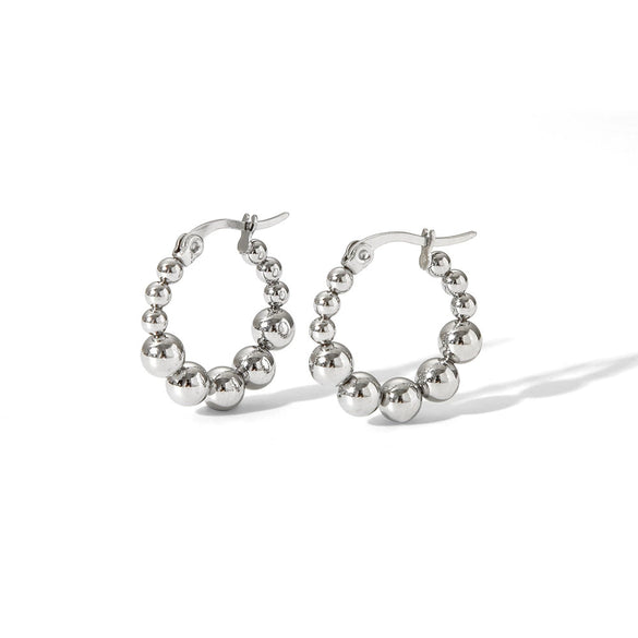 Wholesale Fashion Simple Personality Unisex Stainless Steel Round Bead Earrings With U Shape Geometric Design And Pvd Furnace Real Gold Electroplating