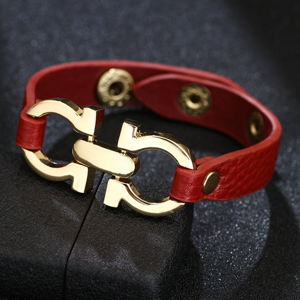 Wholesale Fashion Simple Pu Leather Alloy Geometric Bracelet For Women