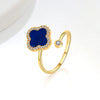 Wholesale Fashion Simple Rotating Four Leaf Clover Copper Ring Geometric Style 18K Gold Plated