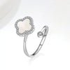 Wholesale Fashion Simple Rotating Four Leaf Clover Copper Ring Geometric Style 18K Gold Plated