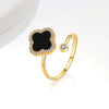 Wholesale Fashion Simple Rotating Four Leaf Clover Copper Ring Geometric Style 18K Gold Plated