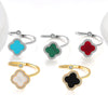Wholesale Fashion Simple Rotating Four Leaf Clover Copper Ring Geometric Style 18K Gold Plated