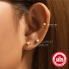 Wholesale Fashion Simple S925 Sterling Silver Mini Beanie Geometric Round Beads Inlaid Zircon Earrings 3 Sets