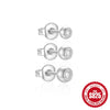 Wholesale Fashion Simple S925 Sterling Silver Mini Beanie Geometric Round Beads Inlaid Zircon Earrings 3 Sets