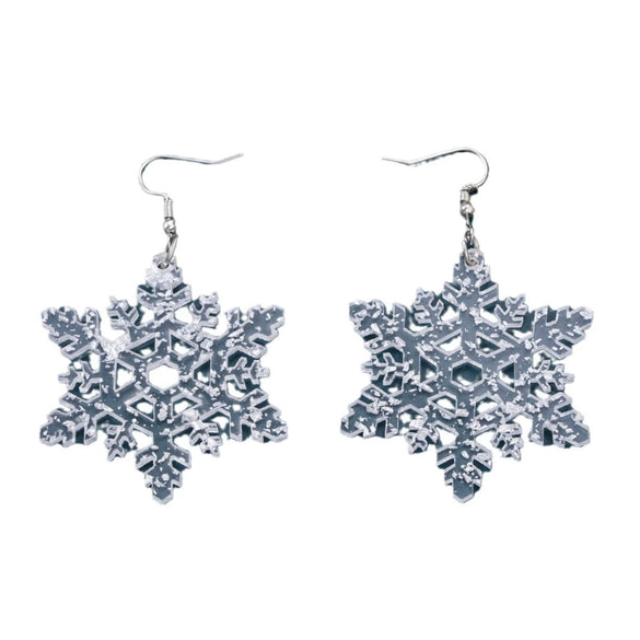 Wholesale Fashion Simple Silver Snowflake Shape Sequined Acrylic Earrings Unisex