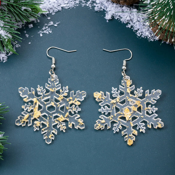 Wholesale Fashion Simple Silver Snowflake Shape Sequined Acrylic Earrings Unisex