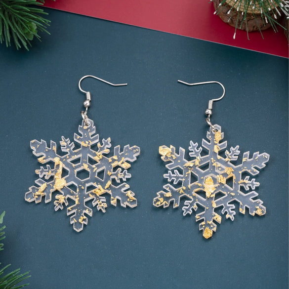 Wholesale Fashion Simple Silver Snowflake Shape Sequined Acrylic Earrings Unisex