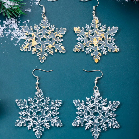 Wholesale Fashion Simple Silver Snowflake Shape Sequined Acrylic Earrings Unisex