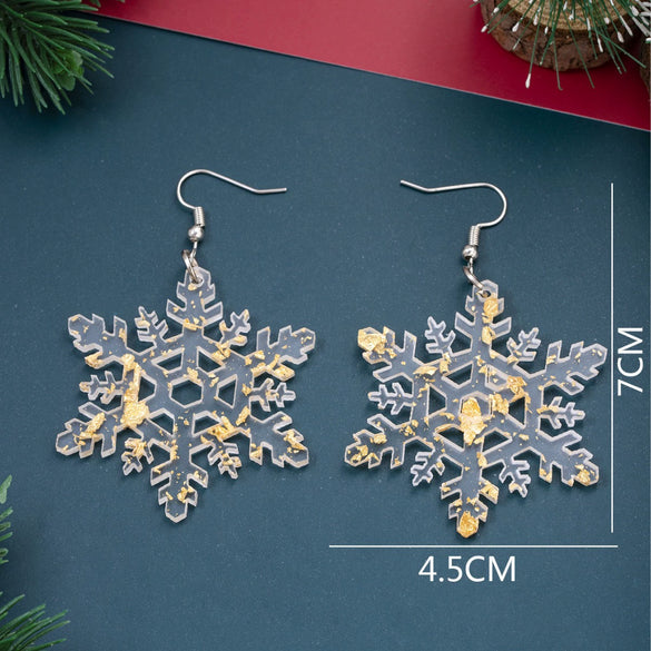 Wholesale Fashion Simple Silver Snowflake Shape Sequined Acrylic Earrings Unisex