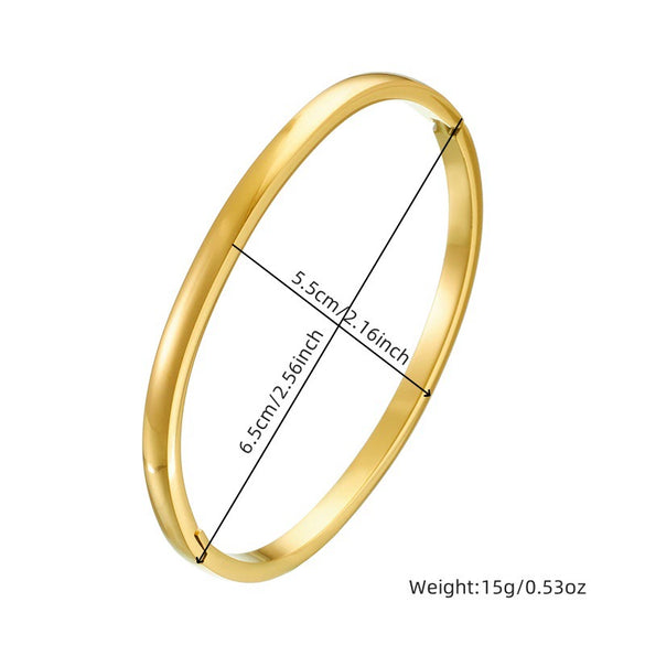 Wholesale Fashion Simple Smooth Gold Plated Stainless Steel Round Geometric Bracelet