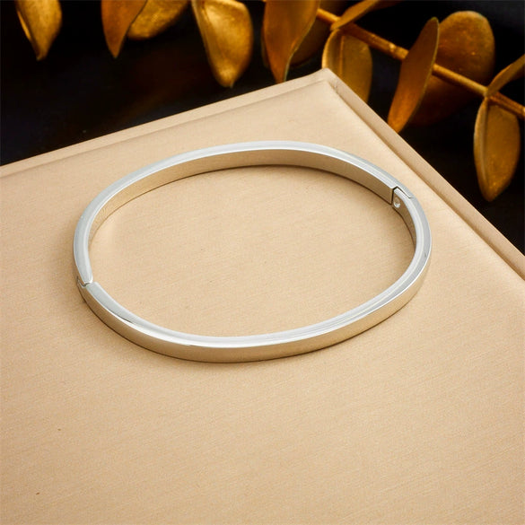 Wholesale Fashion Simple Smooth Gold Plated Stainless Steel Round Geometric Bracelet