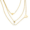 Wholesale Fashion Simple Stainless Steel 18K Gold Heart Pearl Zircon Electroplated Clavicle Three Chain Stacking Necklace For Women