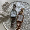 Wholesale Fashion Simple Temperament Rectangular Stainless Steel Band Quartz Watch For Female