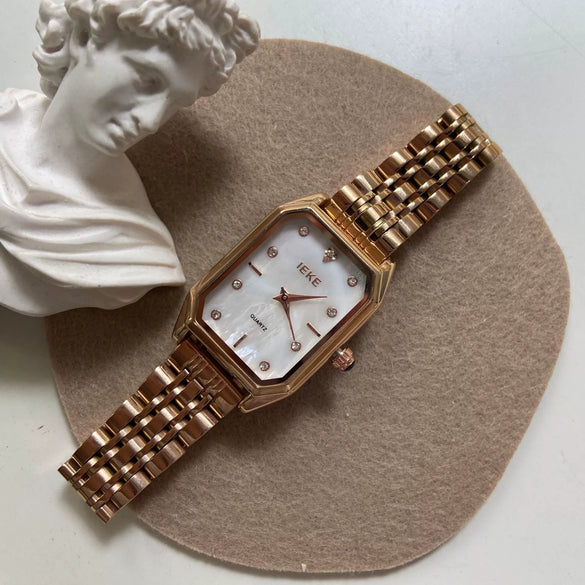 Wholesale Fashion Simple Temperament Rectangular Stainless Steel Band Quartz Watch For Female