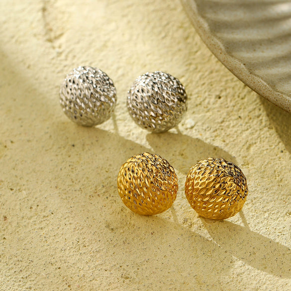 Wholesale Fashion Simple Temperament Round Stainless Steel Earrings With Electroplating Process