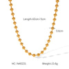 Wholesale Fashion Simple Titanium Steel Ball Bead Chain Necklace And 18K Gold Plated Stainless Steel Bracelet With Geometric Design And Electroplating Treatment For Women