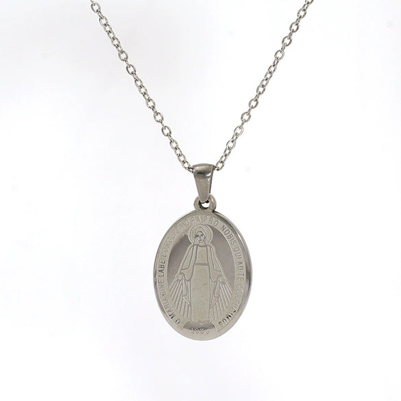 Wholesale Fashion Simple Titanium Steel Geometric Oval Pendant Necklace Jewelry With Electroplating