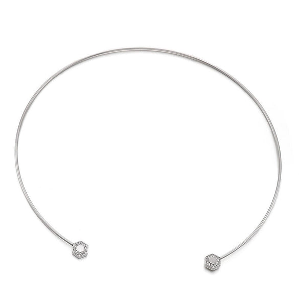 Wholesale Fashion Simple Titanium Steel Square Ring Rhinestone Necklace With Geometric Styling For Women