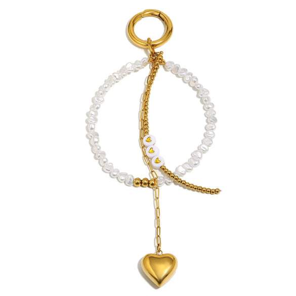 Wholesale Fashion Simple Versatile Stainless Steel Electroplated Heart Drop Bell Pendant Bag Charm Keychain