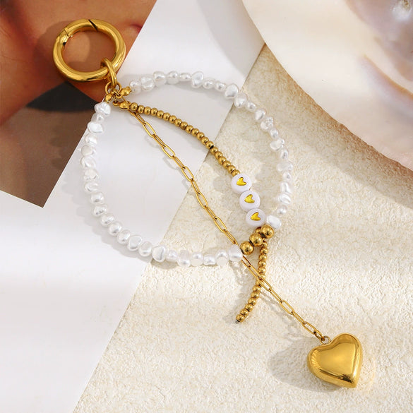 Wholesale Fashion Simple Versatile Stainless Steel Electroplated Heart Drop Bell Pendant Bag Charm Keychain
