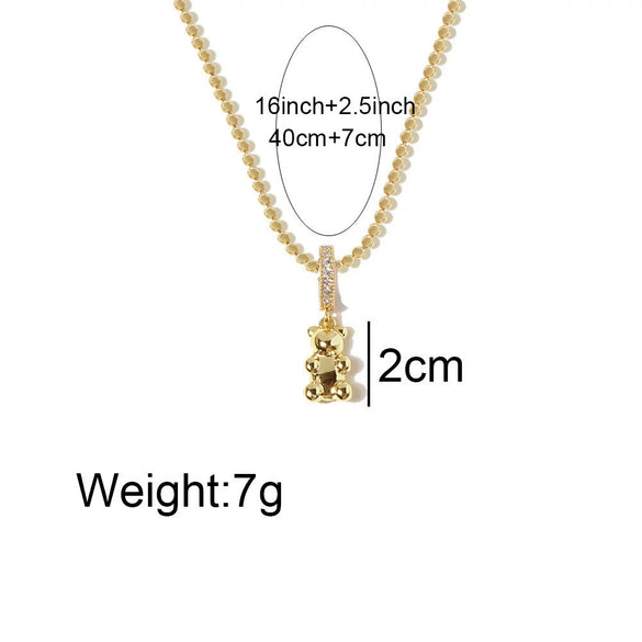 Wholesale Fashion Single Layer Bear Pendant Necklace Made Of Copper With Electroplating Treatment For Women