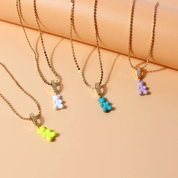 Wholesale Fashion Single Layer Bear Pendant Necklace Made Of Copper With Electroplating Treatment For Women