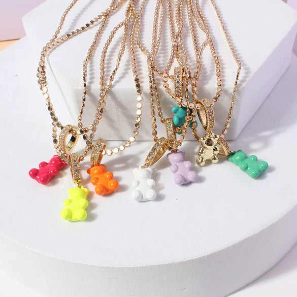 Wholesale Fashion Single Layer Bear Pendant Necklace Made Of Copper With Electroplating Treatment For Women