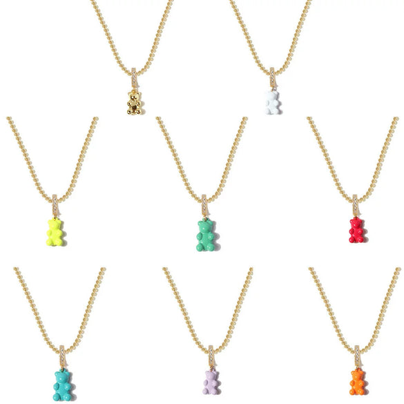 Wholesale Fashion Single Layer Bear Pendant Necklace Made Of Copper With Electroplating Treatment For Women