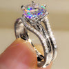 Wholesale Fashion Six Claw Cubic Zirconia Ring For Women Copper Geometric Light Luxury Style