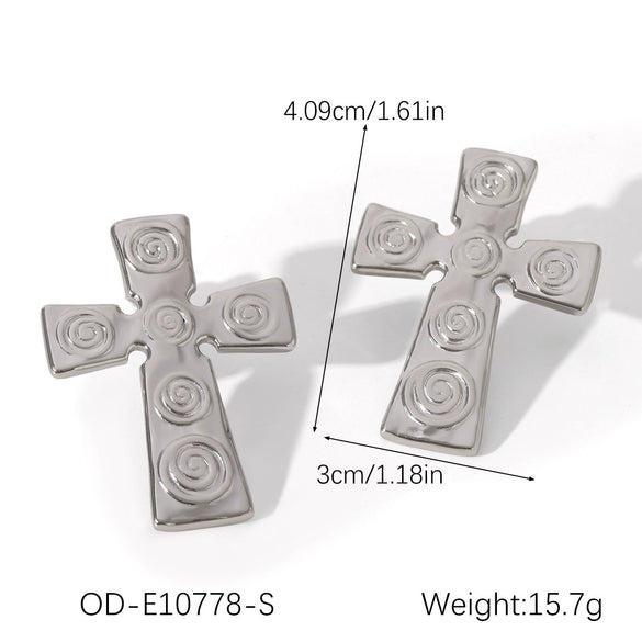 Wholesale Fashion Spiral Cross Geometric Earrings In Titanium Steel And Stainless Steel With Pvd Vacuum Plating And Electroplating
