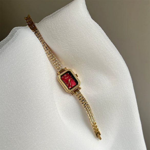Wholesale Fashion Square Bracelet Watch For Women With Golden Spike Mermaid Design Made Of Alloy And Stainless Steel