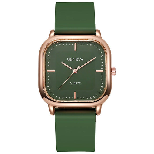 Wholesale Fashion Square Quartz Watch With Silicone Strap Alloy Case And Stainless Steel Buckle For Men And Women