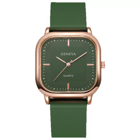 Wholesale Fashion Square Quartz Watch With Silicone Strap Alloy Case And Stainless Steel Buckle For Men And Women
