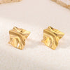 Wholesale Fashion Square Stainless Steel 18K Gold Non Fading Earrings With Rhombus Geometric Pattern Electroplated For Women