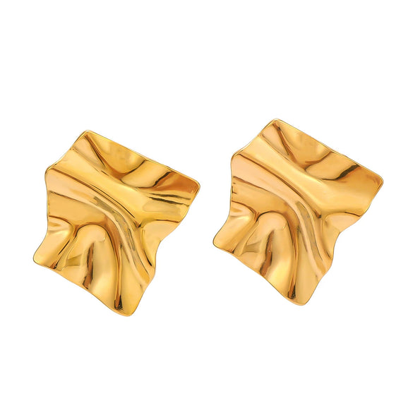Wholesale Fashion Square Stainless Steel 18K Gold Non Fading Earrings With Rhombus Geometric Pattern Electroplated For Women