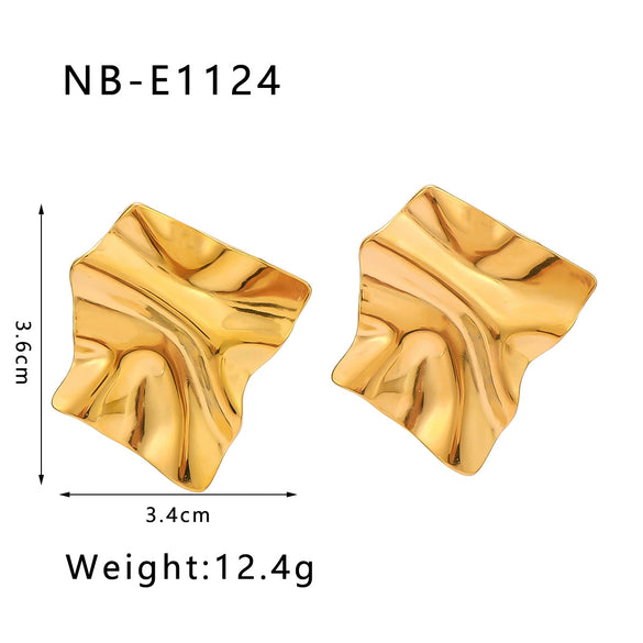 Wholesale Fashion Square Stainless Steel 18K Gold Non Fading Earrings With Rhombus Geometric Pattern Electroplated For Women