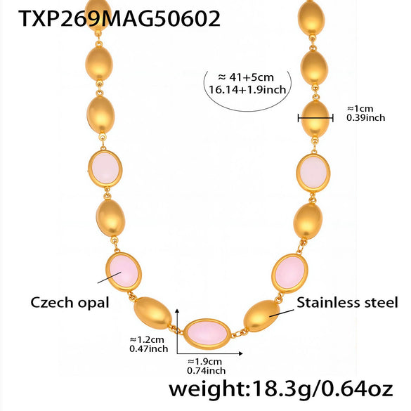 Wholesale Fashion Stainless Steel And Titanium Steel Ferris Wheel Jewelry Set With Opal Faceted Stone Brushed Surface 18K Gold Electroplated For Women