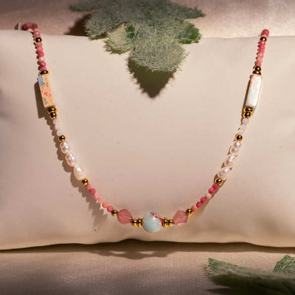 Wholesale Fashion Stainless Steel Beaded Freshwater Pearl Clavicle Necklace With Electroplating Treatment