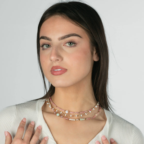 Wholesale Fashion Stainless Steel Beaded Freshwater Pearl Clavicle Necklace With Electroplating Treatment