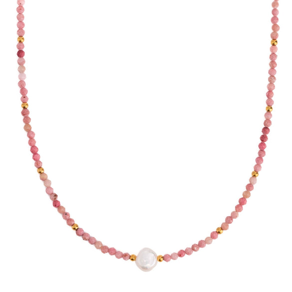 Wholesale Fashion Stainless Steel Beaded Freshwater Pearl Clavicle Necklace With Electroplating Treatment