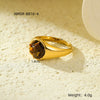 Wholesale Fashion Stainless Steel Closed Ring Inlaid With Natural Stone Electroplated Jewelry For Women