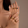 Wholesale Fashion Stainless Steel Closed Ring Inlaid With Natural Stone Electroplated Jewelry For Women