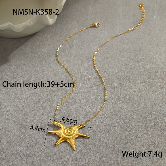 Wholesale Fashion Stainless Steel Earrings And Necklace With Geometric And Star Patterns Electroplated For Women
